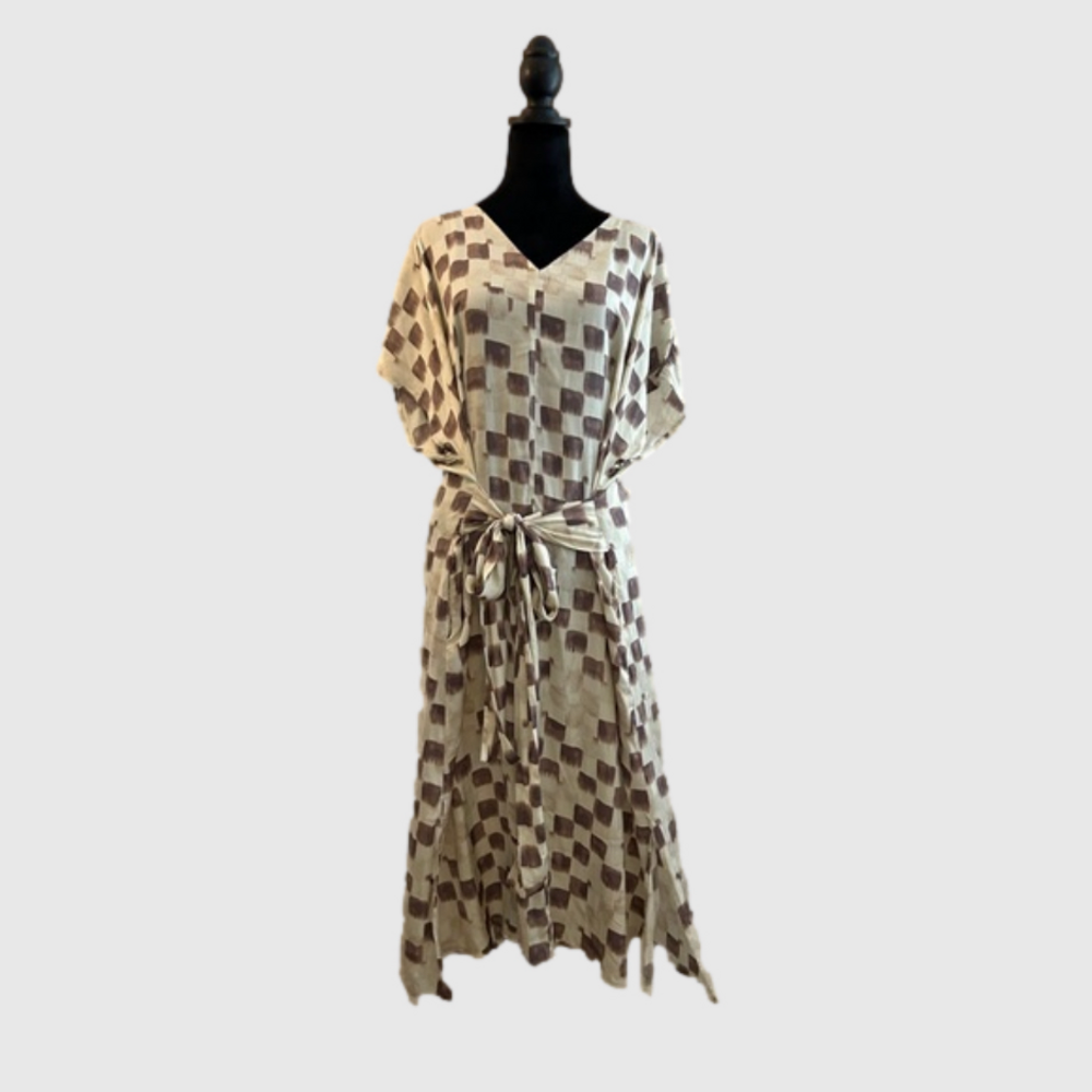 Grade & Gather Checkered Satin Dress Wisteria Size M - Picture 1 of 10